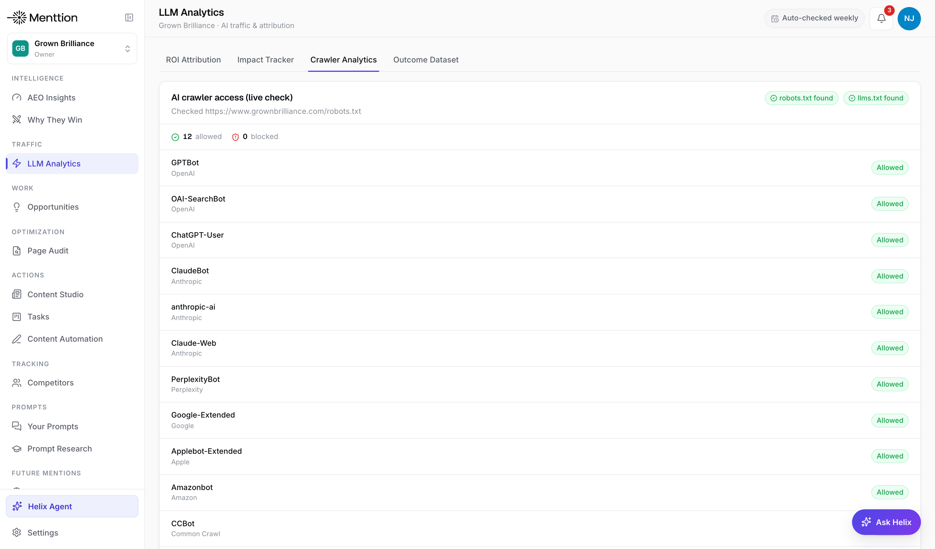 AI crawler analytics